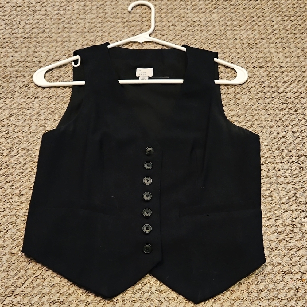 A New Day Target Womens V Neck Button Up Vest Xs Black